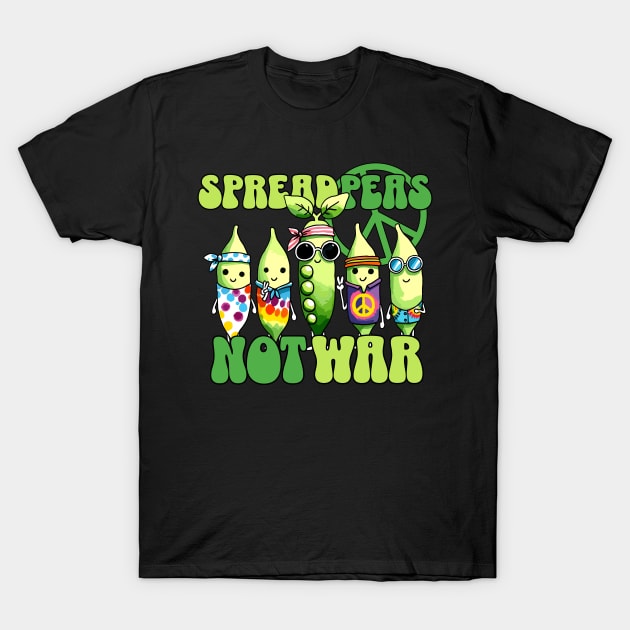 Spread Peas not War Hippy Spead Peace not War Design T-Shirt by DoodleDashDesigns